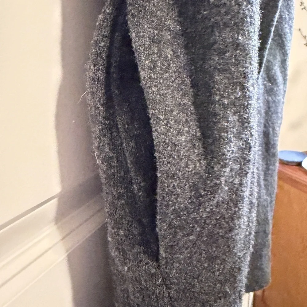 Zara Woman Gray Wool Blend Short Sleeve Cocoon Coat Jacket Funnel Neck M